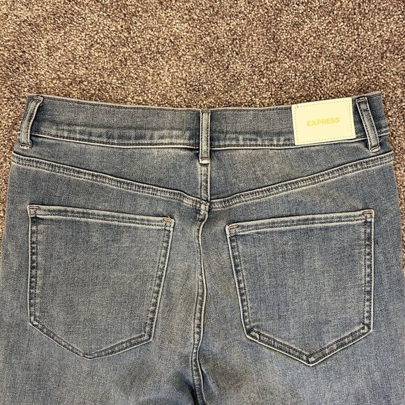 Express Womens Skinny Jeans Size 6 R Blue Denim High Rise Distressed Stretch GUC - Picture 8 of 15